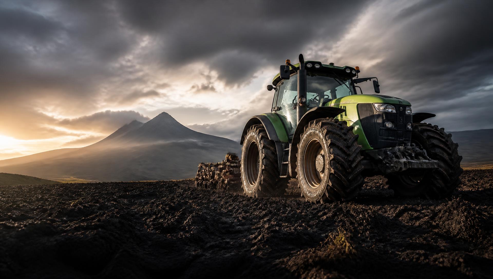 Tractor trabajando en suelo andino